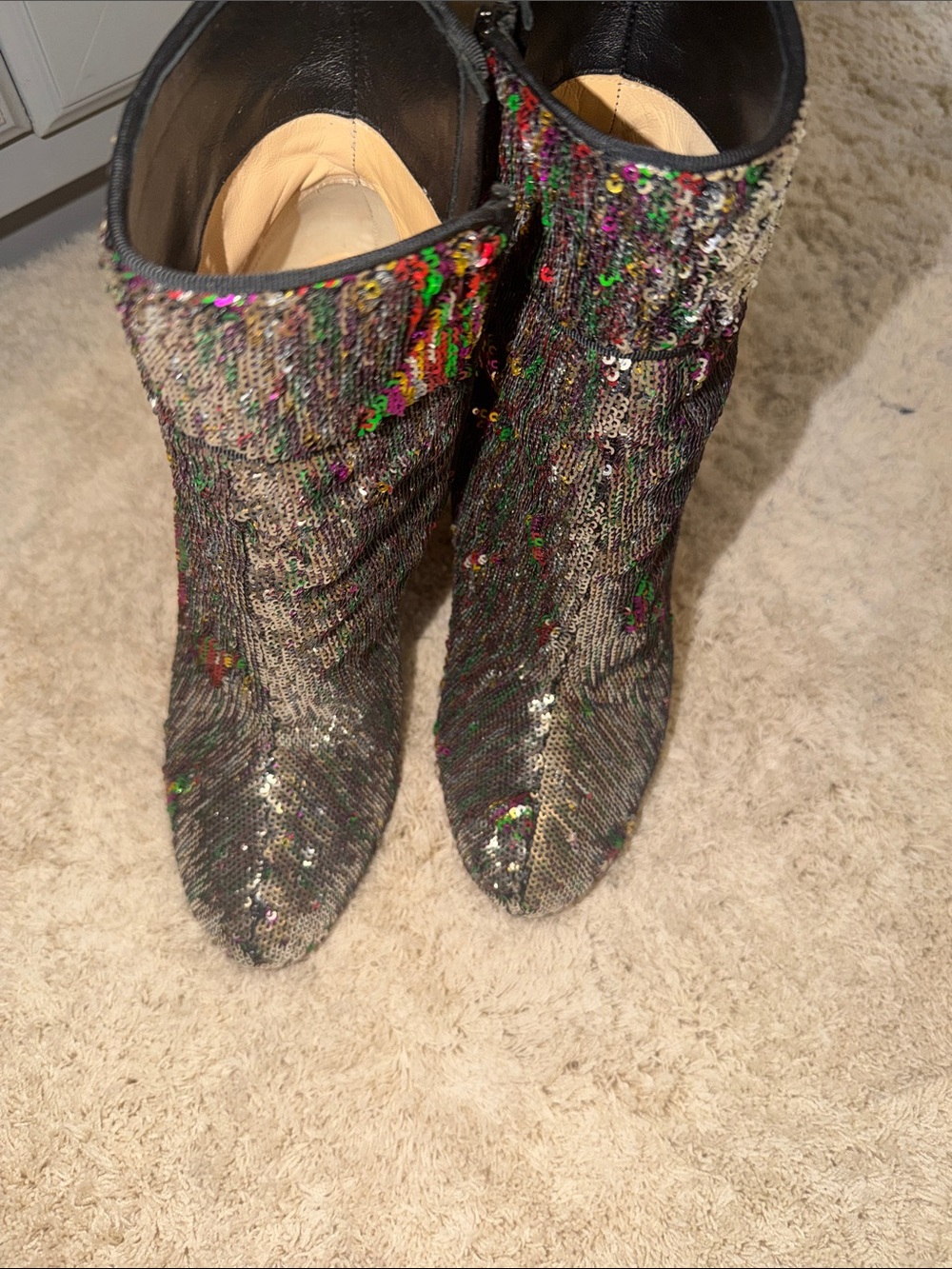 Christian Louboutin Multicolor Sequin Ankle Boots